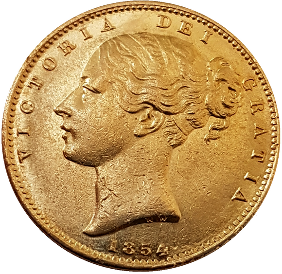 1854 Queen Victoria Shield Reverse Sovereign