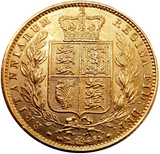 1854 Queen Victoria Shield Reverse Sovereign