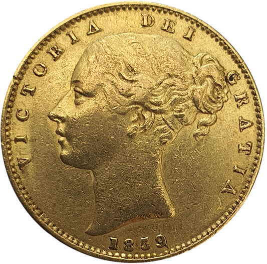 1859 Queen Victoria Shield Reverse Sovereign