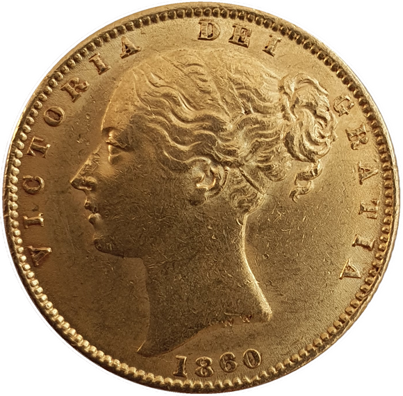 1860 Queen Victoria Shield Reverse Sovereign