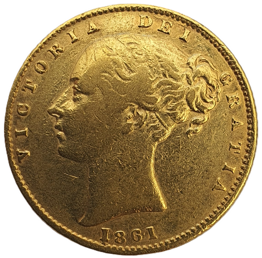 1861 Queen Victoria Shield Reverse Sovereign - ROMAN I