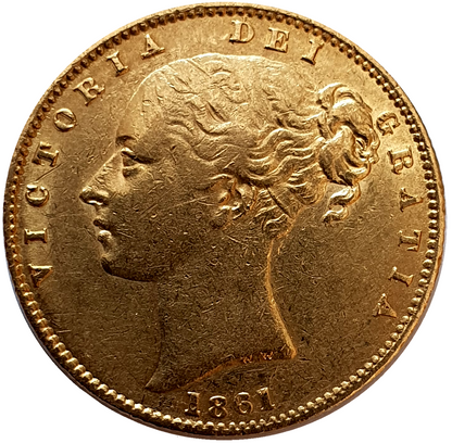 1861 Queen Victoria Shield Reverse Sovereign