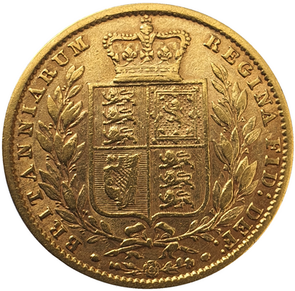 1861 Queen Victoria Shield Reverse Sovereign - T over Tilted T