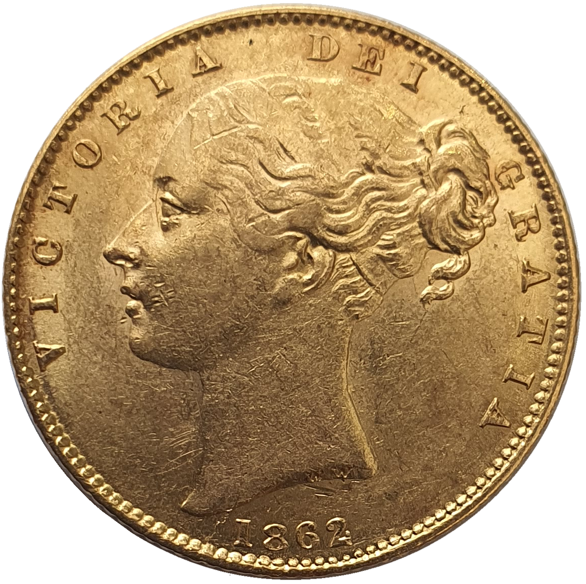 1862 Queen Victoria Shield Reverse Sovereign - Narrow Date