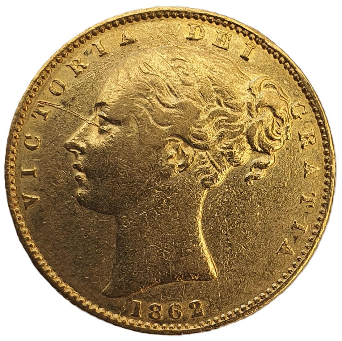 1862 Queen Victoria Shield Reverse Sovereign - R/E in BRITT