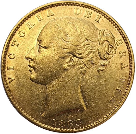 1863 Queen Victoria Shield Reverse Sovereign - #Die No3