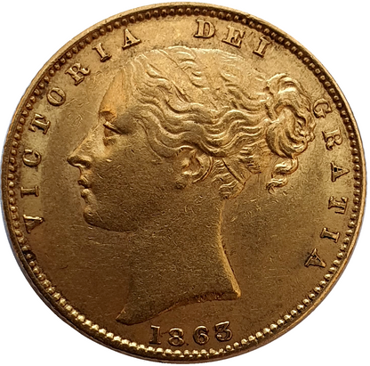 1863 Queen Victoria Shield Reverse Sovereign - No Die