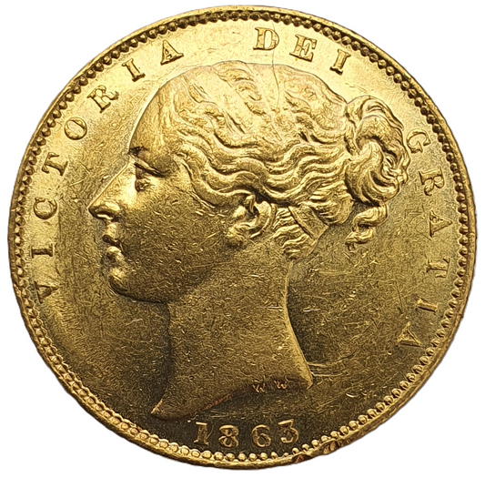 1863 Queen Victoria Shield Reverse Sovereign - No Die