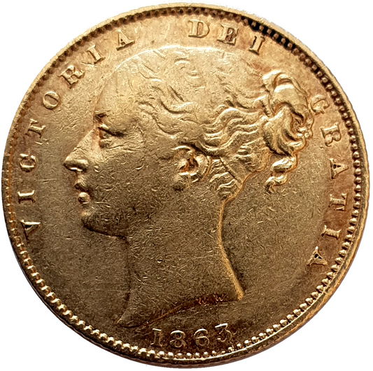 1863 Queen Victoria Shield Reverse Sovereign - #Die No21