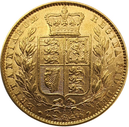 1863 Queen Victoria Shield Reverse Sovereign - #Die No3