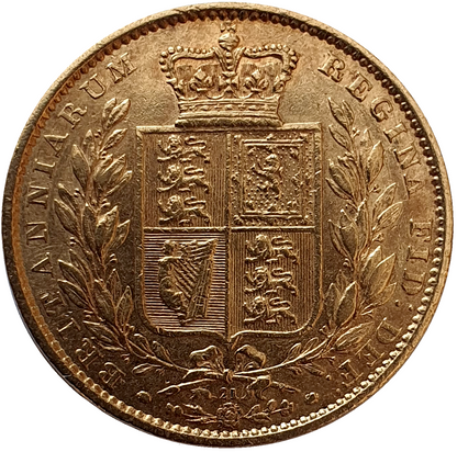 1863 Queen Victoria Shield Reverse Sovereign - #Die No21