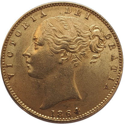 1864 Queen Victoria Shield Reverse Sovereign - #Die No49
