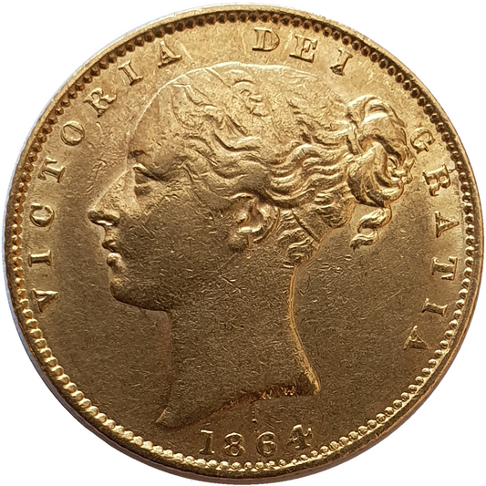 1864 Queen Victoria Shield Reverse Sovereign - #Die No9