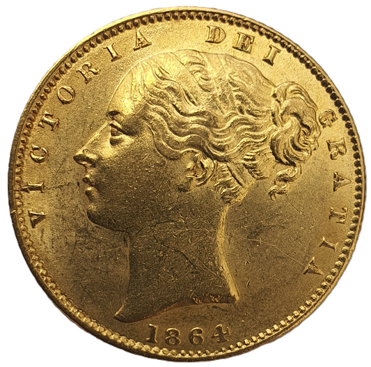 1864 Queen Victoria Shield Reverse Sovereign - #Die No53