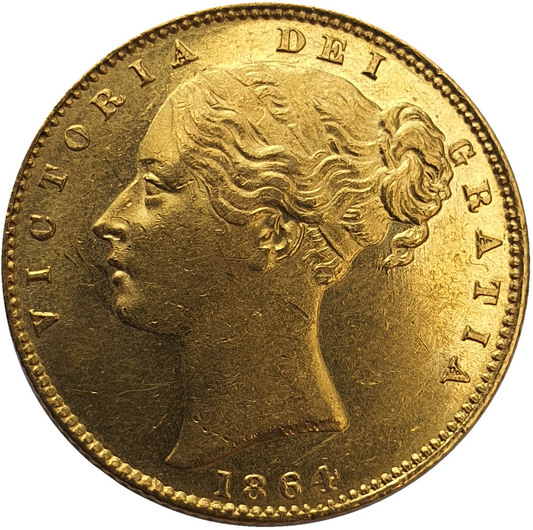 1864 Queen Victoria Shield Reverse Sovereign - #Die No56