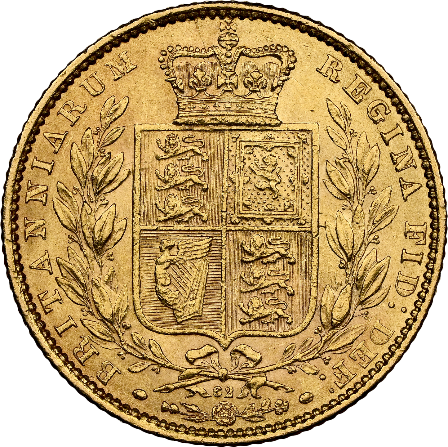 1864 Queen Victoria Shield Reverse Sovereign - NGC AU 58