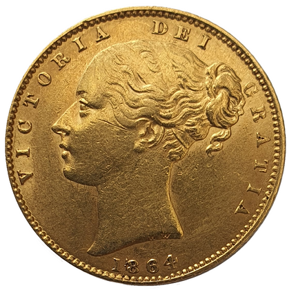 1864 Queen Victoria Shield Reverse Sovereign - #Die No36