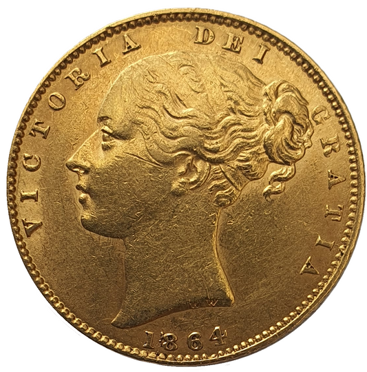 1864 Queen Victoria Shield Reverse Sovereign - #Die No36