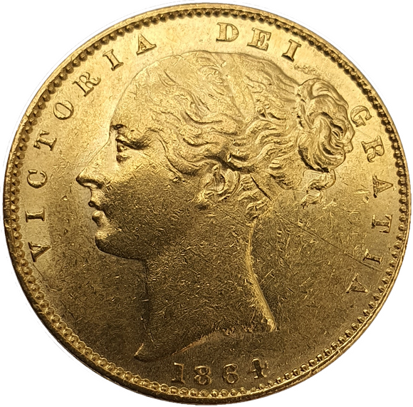 1864 Queen Victoria Shield Reverse Sovereign - #Die No62