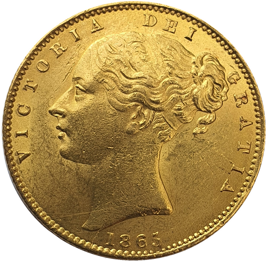1865 Queen Victoria Shield Reverse Sovereign - #Die No12