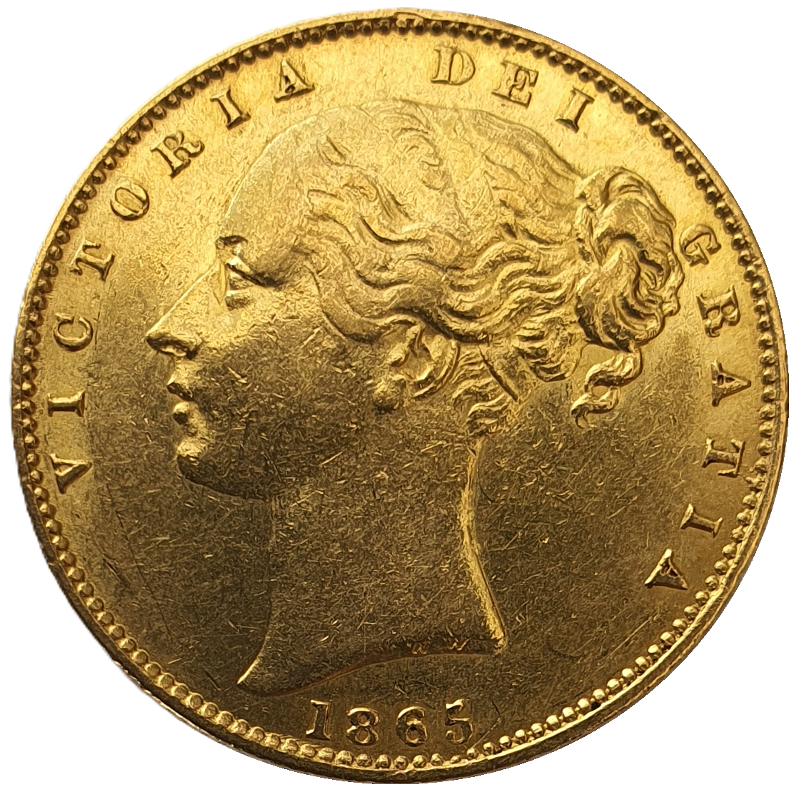 1865 Queen Victoria Shield Reverse Sovereign - #Die No24