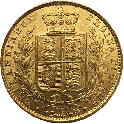 1865 Queen Victoria Shield Reverse Sovereign - #Die No12