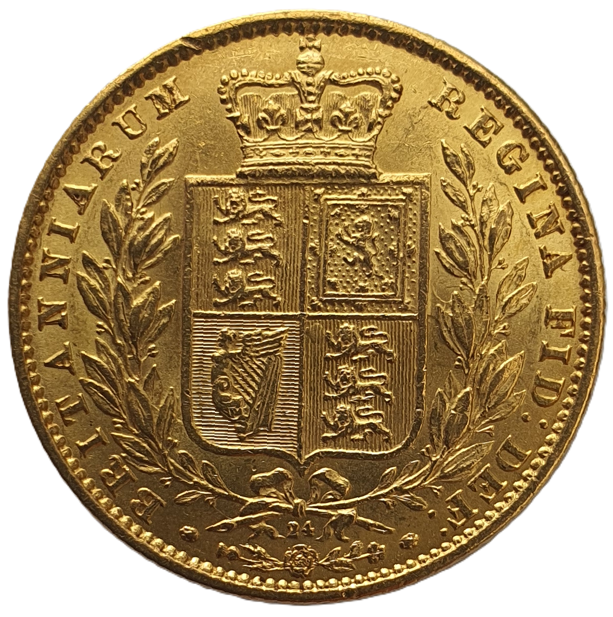 1865 Queen Victoria Shield Reverse Sovereign - #Die No24