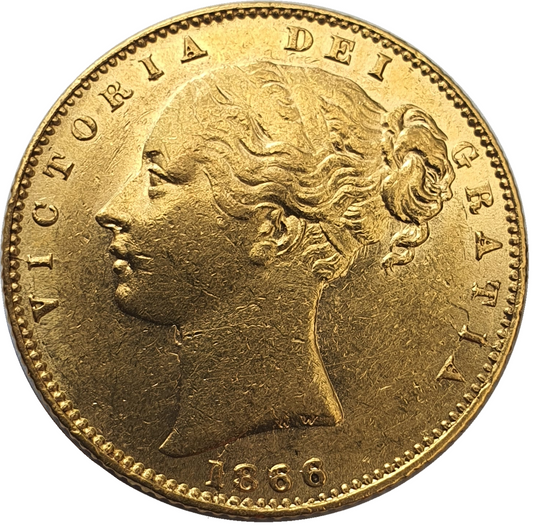1866 Queen Victoria Shield Reverse Sovereign - #Die No21