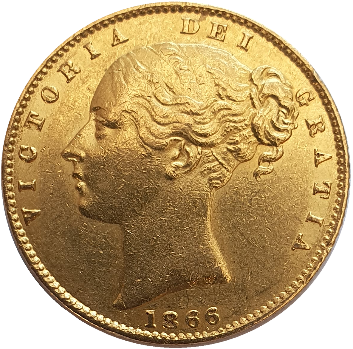 1866 Queen Victoria Shield Reverse Sovereign - #Die No58