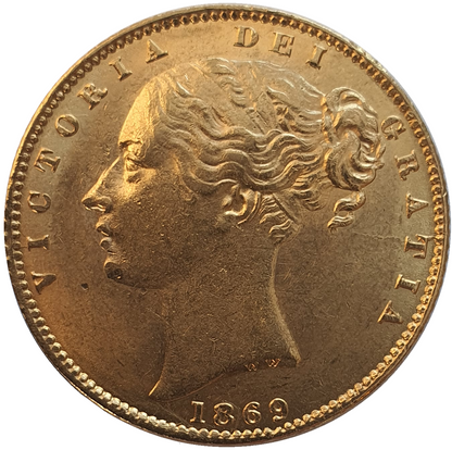 1869 Queen Victoria Shield Reverse Sovereign - #Die No33