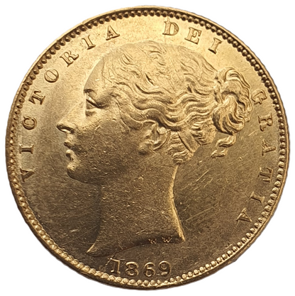 1869 Queen Victoria Shield Reverse Sovereign - #Die No54