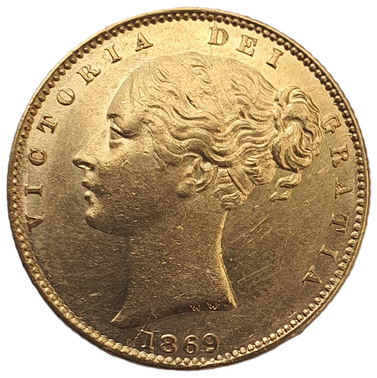 1869 Queen Victoria Shield Reverse Sovereign - #Die No54