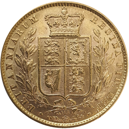 1870 Queen Victoria Shield Reverse Sovereign - Raised WW Die No123