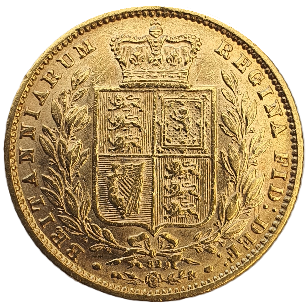 1870 Queen Victoria Shield Reverse Sovereign - Raised WW Die No82