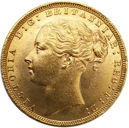 1871 Queen Victoria Young Head Gold Sovereign - Small B.P