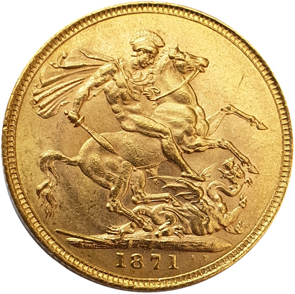 1871 Queen Victoria Young Head Gold Sovereign