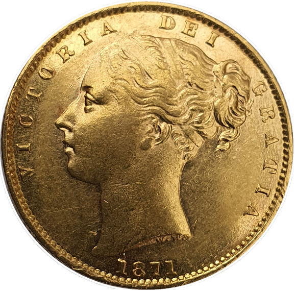 1871 Queen Victoria Shield Reverse Sovereign - Die #28