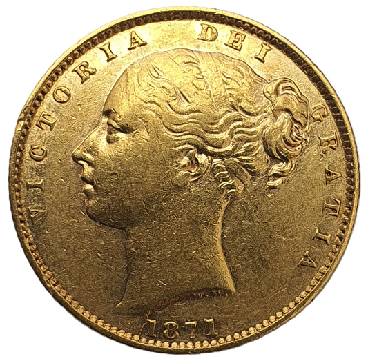 1871 Queen Victoria Shield Reverse Sovereign - Die #51