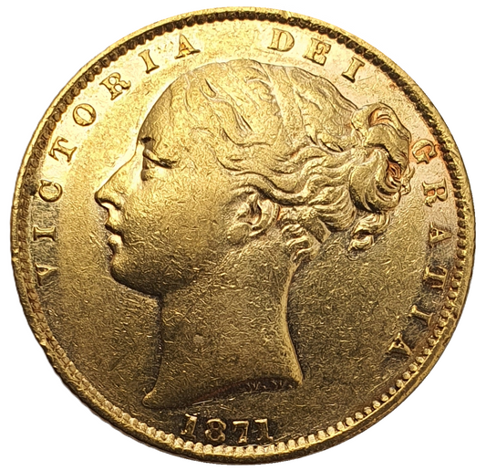 1871 Queen Victoria Shield Reverse Sovereign - Die #47