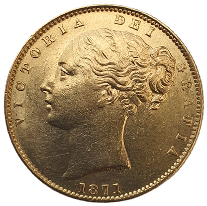 1871-S Queen Victoria Shield Reverse Sovereign