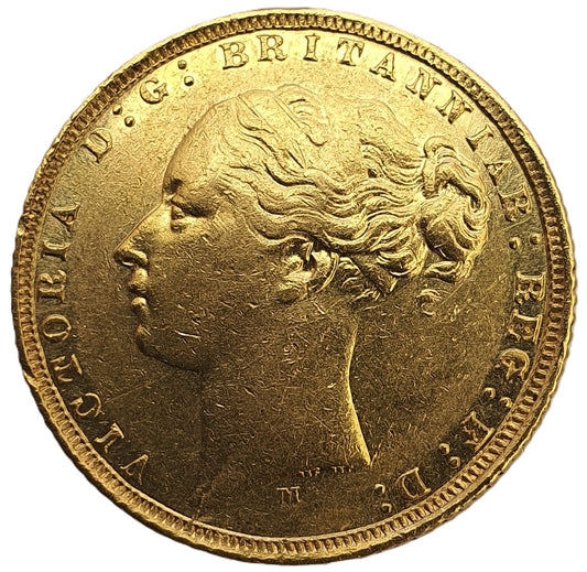 1872-M Queen Victoria Young Head Gold Sovereign - RARE