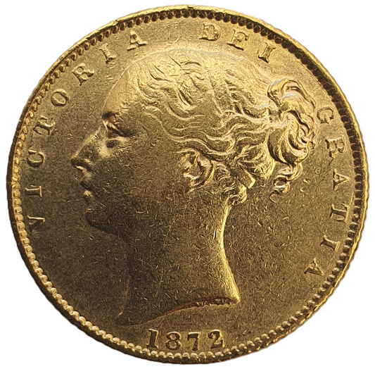 1872 Queen Victoria Shield Reverse Sovereign - No Die Number