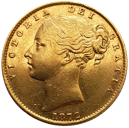 1872 Queen Victoria Shield Reverse Sovereign - No Die Number