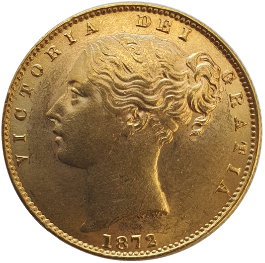 1872 Queen Victoria Shield Reverse Sovereign - Die # 1