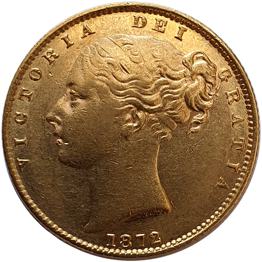 1872 Queen Victoria Shield Reverse Sovereign - Die # 95