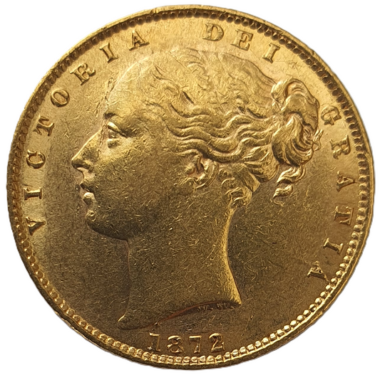1872 Queen Victoria Shield Reverse Sovereign - Die # 95