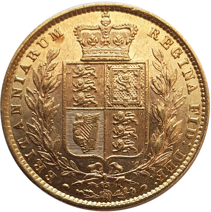 1872 Queen Victoria Shield Reverse Sovereign - Die # 95