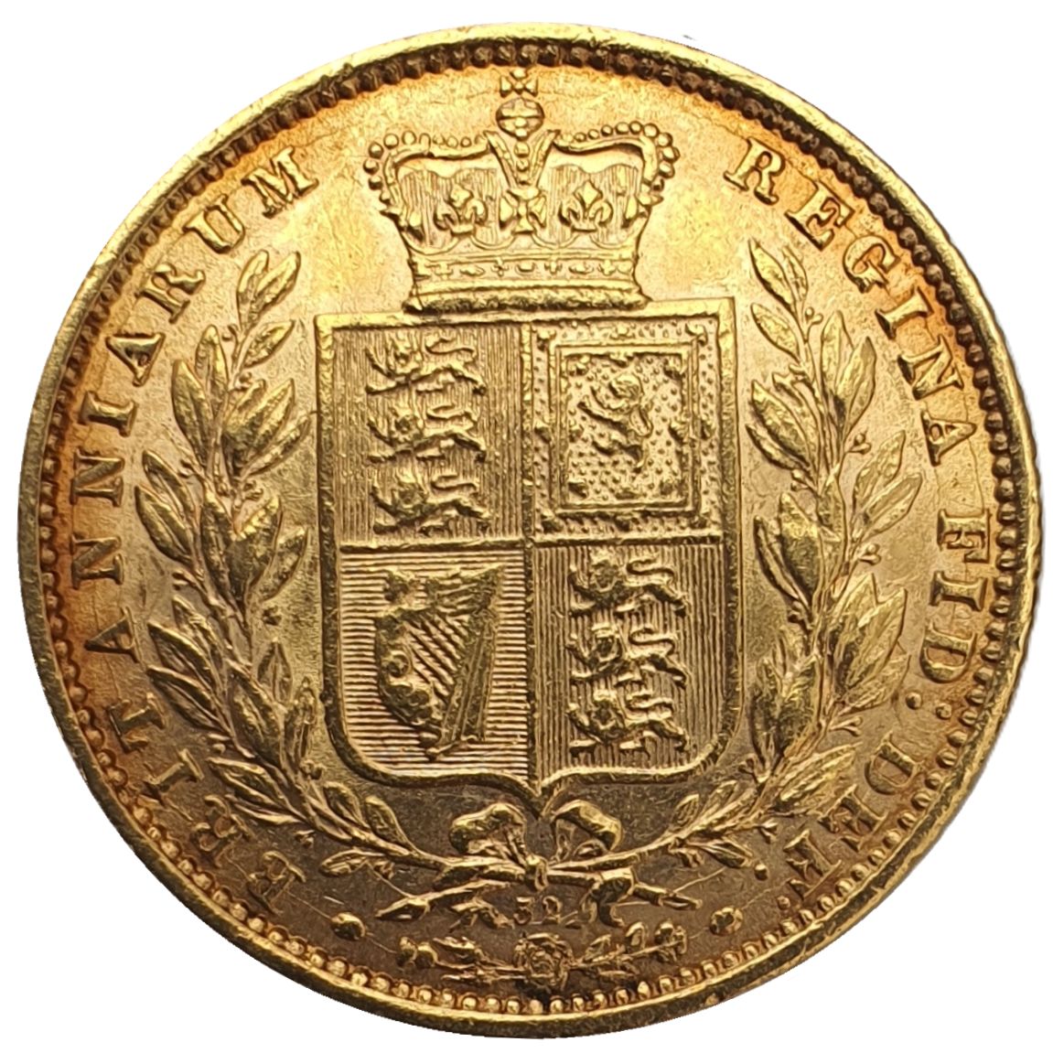 1872 Queen Victoria Shield Reverse Sovereign - Die #32
