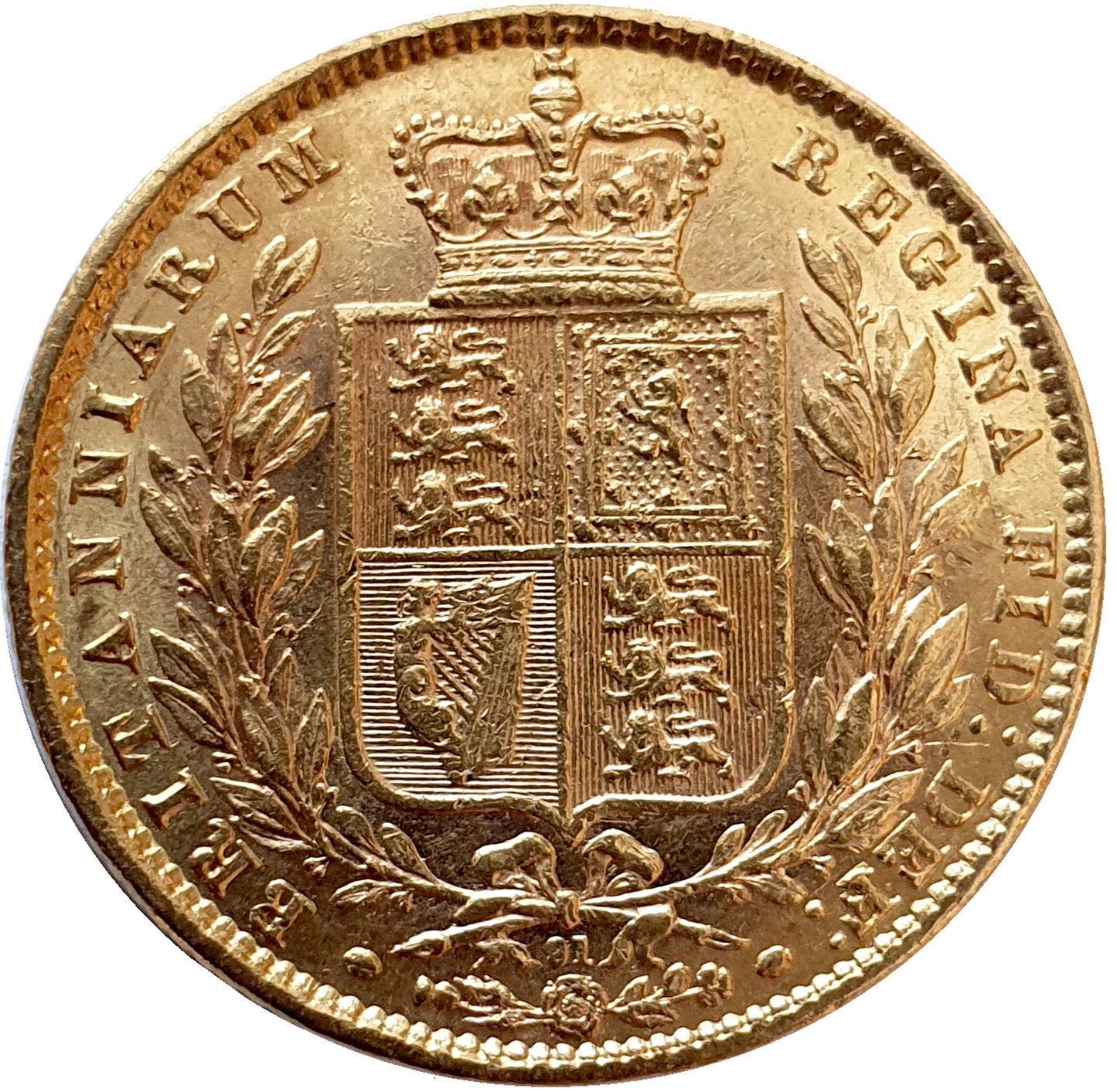 1872 Queen Victoria Shield Reverse Sovereign - Die #91
