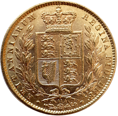 1872 Queen Victoria Shield Reverse Sovereign - Die #91